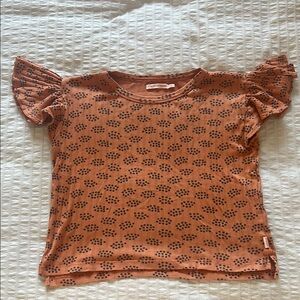 Orange Short Sleeve Tee with Ruffled Cap Sleeves